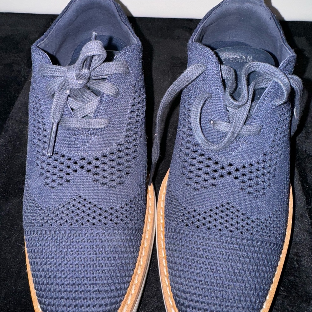 Cole Haan Blue and Brown Knit Oxfords